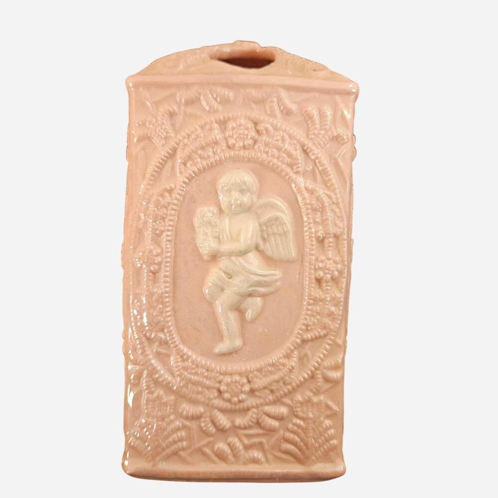 vintage coquette cottagecore pink iridescent cherub toothbrush holder